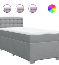 Boxspringbett mit Matratze Hellgrau 90x200 cm Stoff