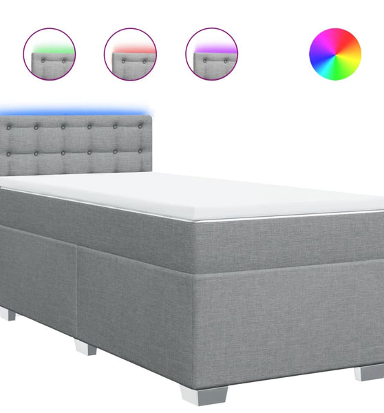 Boxspringbett mit Matratze Hellgrau 90x200 cm Stoff