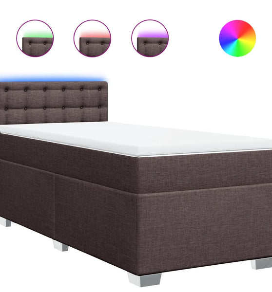 Boxspringbett mit Matratze Dunkelbraun 90x200 cm Stoff