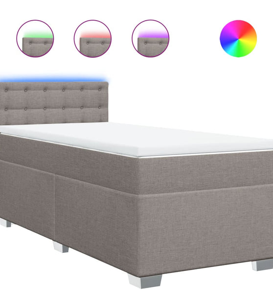 Boxspringbett mit Matratze Taupe 90x200 cm Stoff