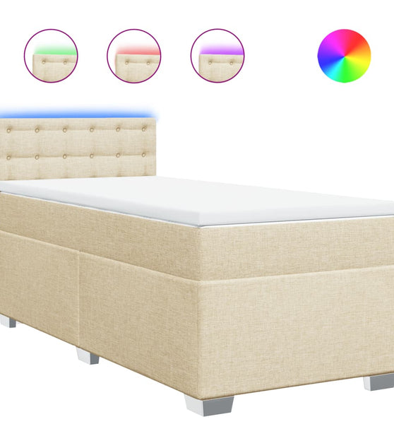 Boxspringbett mit Matratze Creme 90x200 cm Stoff
