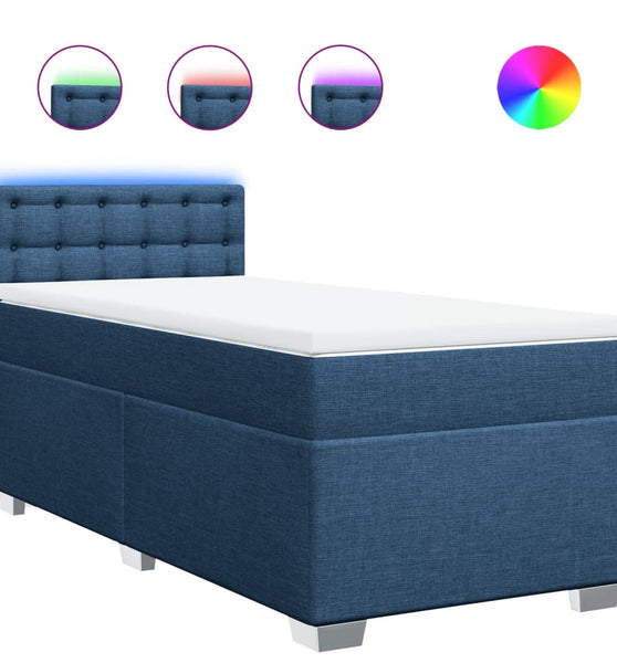 Boxspringbett mit Matratze Blau 90x200 cm Stoff
