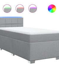 Boxspringbett mit Matratze Hellgrau 100x200 cm Stoff