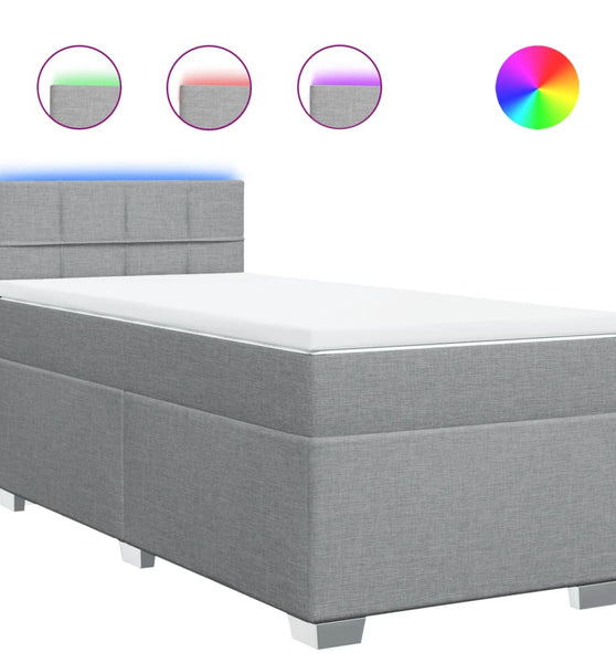 Boxspringbett mit Matratze Hellgrau 100x200 cm Stoff
