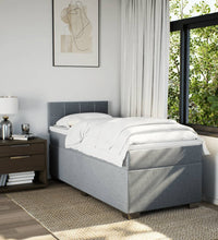Boxspringbett mit Matratze Hellgrau 100x200 cm Stoff