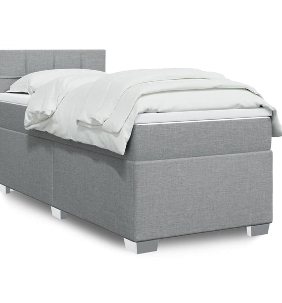 Boxspringbett mit Matratze Hellgrau 100x200 cm Stoff
