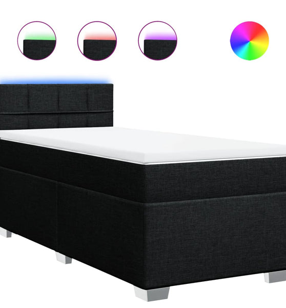 Boxspringbett mit Matratze Schwarz 100x200 cm Stoff