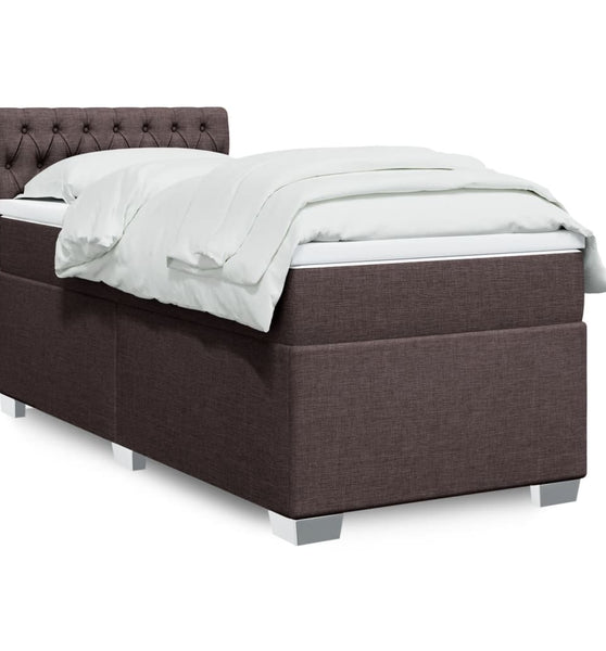 Boxspringbett mit Matratze Dunkelbraun 100x200 cm Stoff