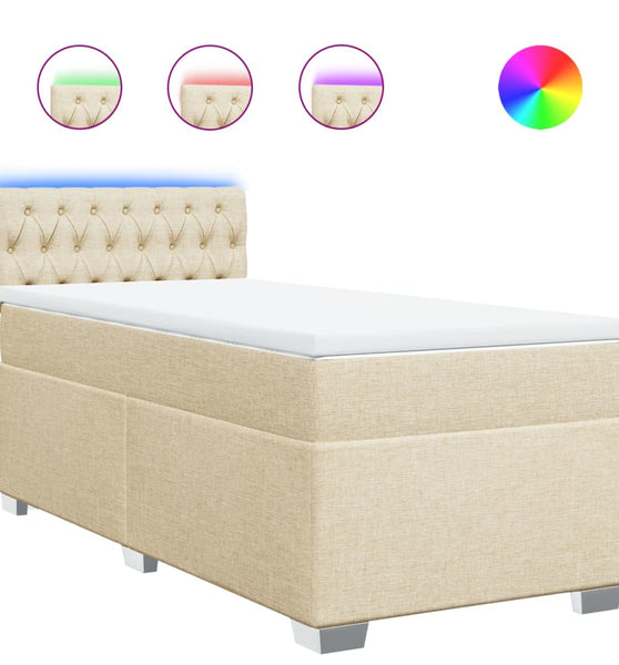 Boxspringbett mit Matratze Creme 100x200 cm Stoff