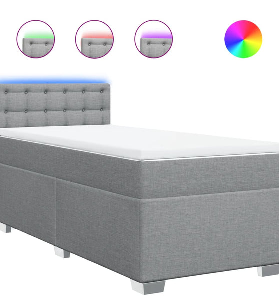 Boxspringbett mit Matratze Hellgrau 100x200 cm Stoff