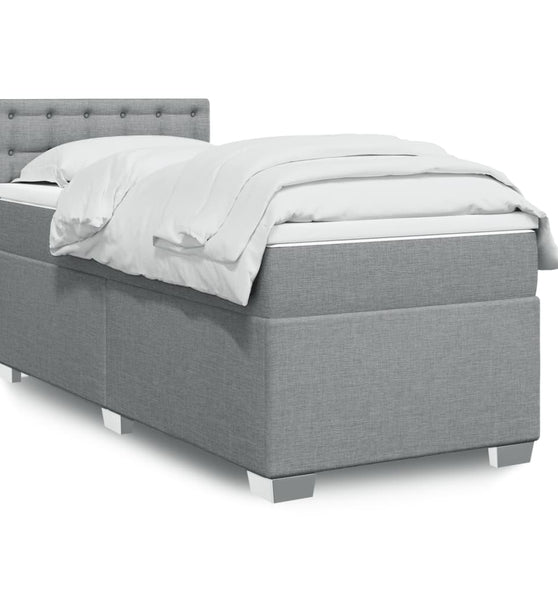Boxspringbett mit Matratze Hellgrau 100x200 cm Stoff