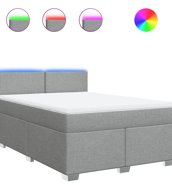 Boxspringbett mit Matratze Hellgrau 140x200 cm Stoff