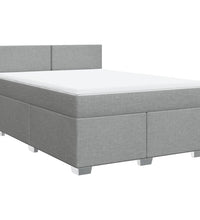 Boxspringbett mit Matratze Hellgrau 140x200 cm Stoff