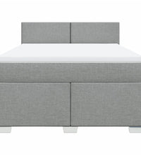 Boxspringbett mit Matratze Hellgrau 140x200 cm Stoff