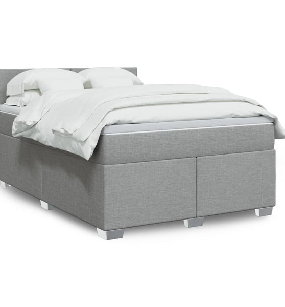 Boxspringbett mit Matratze Hellgrau 140x200 cm Stoff