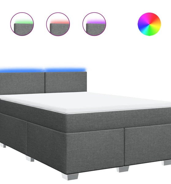 Boxspringbett mit Matratze Dunkelgrau 140x200 cm Stoff