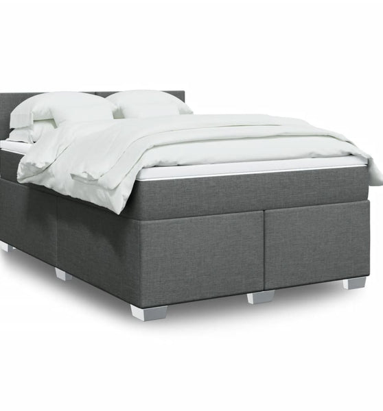 Boxspringbett mit Matratze Dunkelgrau 140x200 cm Stoff
