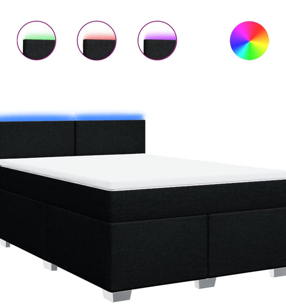 Boxspringbett mit Matratze Schwarz 140x200 cm Stoff