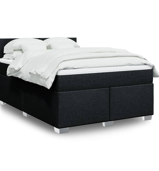 Boxspringbett mit Matratze Schwarz 140x200 cm Stoff