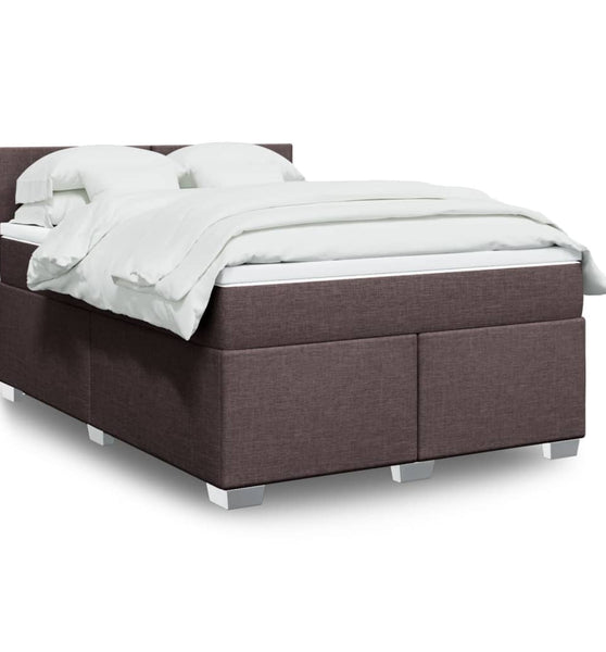 Boxspringbett mit Matratze Dunkelbraun 140x200 cm Stoff