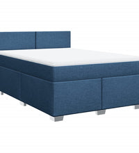 Boxspringbett mit Matratze Blau 140x200 cm Stoff