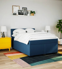Boxspringbett mit Matratze Blau 140x200 cm Stoff