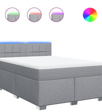 Boxspringbett mit Matratze Hellgrau 140x200 cm Stoff