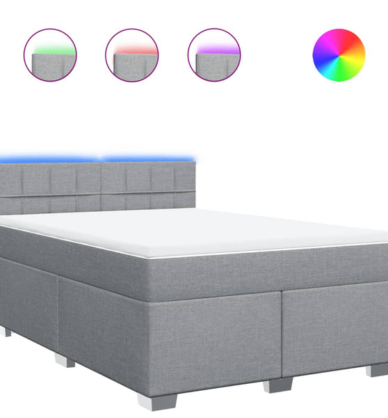 Boxspringbett mit Matratze Hellgrau 140x200 cm Stoff