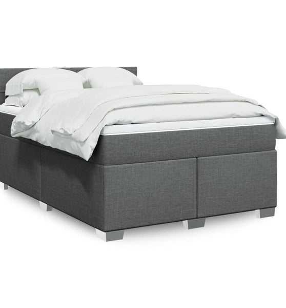 Boxspringbett mit Matratze Dunkelgrau 140x200 cm Stoff