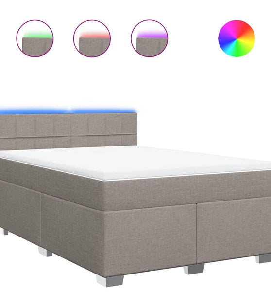 Boxspringbett mit Matratze Taupe 140x200 cm Stoff
