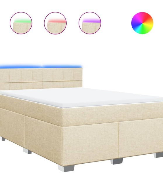 Boxspringbett mit Matratze Creme 140x200 cm Stoff