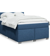 Boxspringbett mit Matratze Blau 140x200 cm Stoff