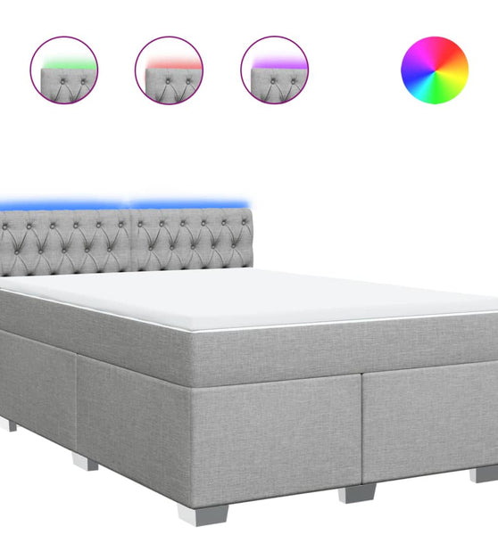 Boxspringbett mit Matratze Hellgrau 140x200 cm Stoff