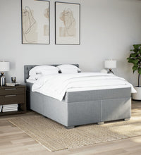 Boxspringbett mit Matratze Hellgrau 140x200 cm Stoff