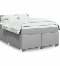 Boxspringbett mit Matratze Hellgrau 140x200 cm Stoff
