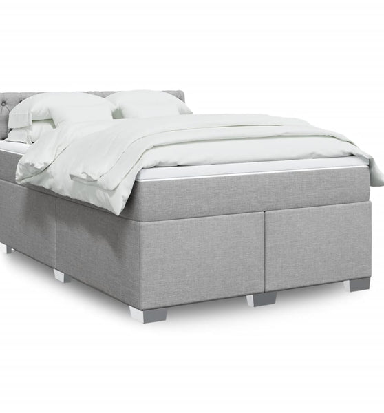 Boxspringbett mit Matratze Hellgrau 140x200 cm Stoff