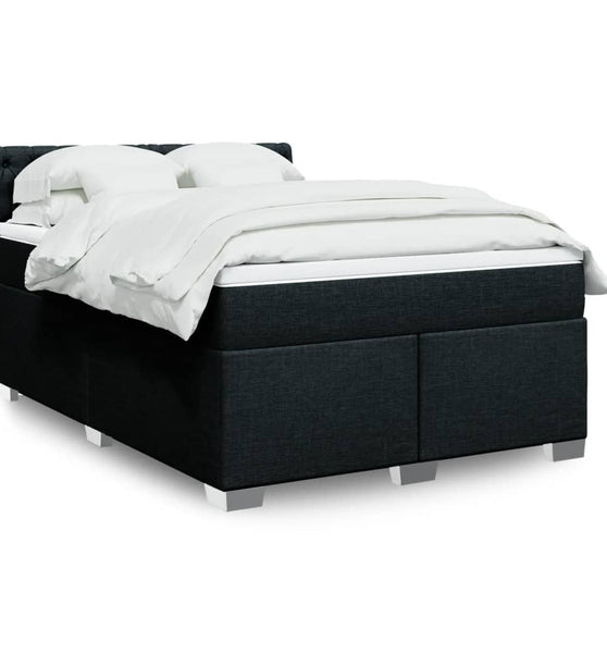Boxspringbett mit Matratze Schwarz 140x200 cm Stoff