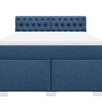 Boxspringbett mit Matratze Blau 140x200 cm Stoff