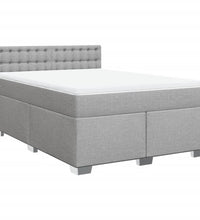 Boxspringbett mit Matratze Hellgrau 140x200 cm Stoff