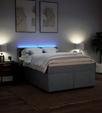 Boxspringbett mit Matratze Hellgrau 140x200 cm Stoff