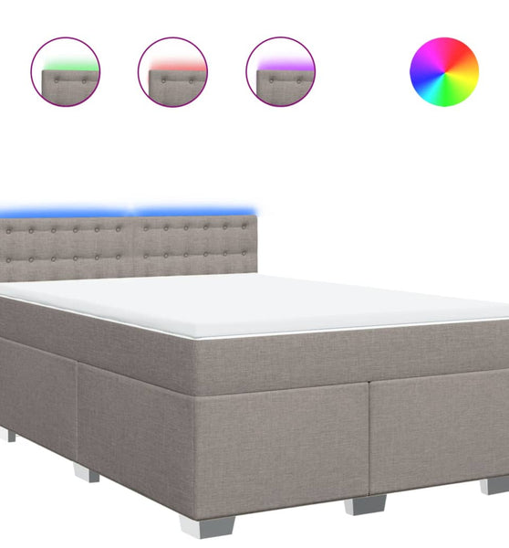 Boxspringbett mit Matratze Taupe 140x200 cm Stoff