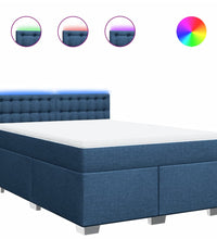 Boxspringbett mit Matratze Blau 140x200 cm Stoff