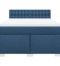 Boxspringbett mit Matratze Blau 140x200 cm Stoff