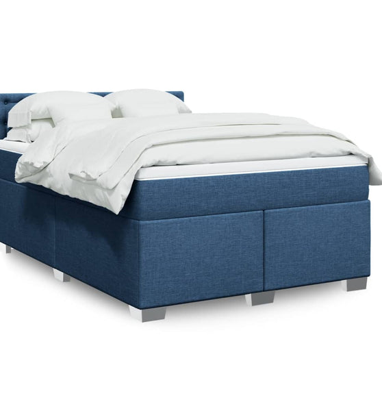 Boxspringbett mit Matratze Blau 140x200 cm Stoff