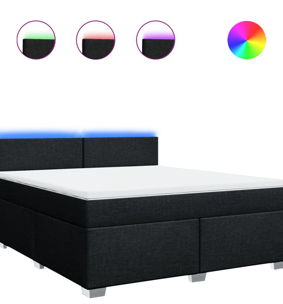 Boxspringbett mit Matratze Schwarz 180x200 cm Stoff