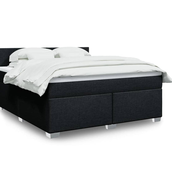 Boxspringbett mit Matratze Schwarz 180x200 cm Stoff