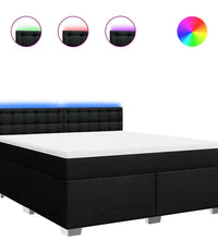 Boxspringbett mit Matratze Schwarz 180x200 cm Stoff
