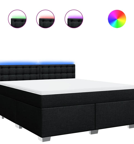 Boxspringbett mit Matratze Schwarz 180x200 cm Stoff