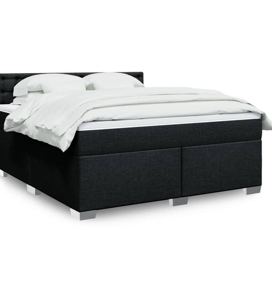 Boxspringbett mit Matratze Schwarz 180x200 cm Stoff