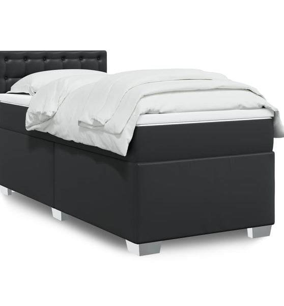 Boxspringbett mit Matratze Schwarz 80x200 cm Kunstleder